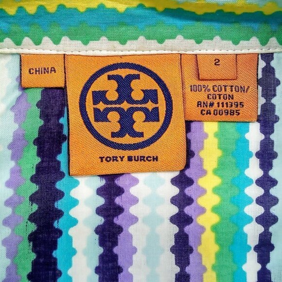 Tory Burch Striped Cotton Button-Down Shirt - Picture 4 of 6
